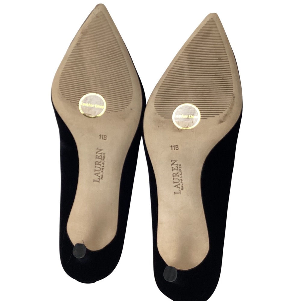 Lauren Ralph Lauren Black Velvet Pointed Toe Pumps RLL Logo Heels Womens 11B - Picture 3 of 16